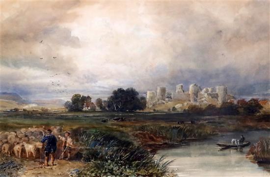David Cox Jnr (1809-1885) Pevensey Castle, Sussex 13 x 20in.